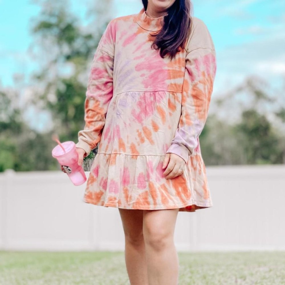 Wild Fable Tie-Dye Long Sleeve Sweatshirt Dress